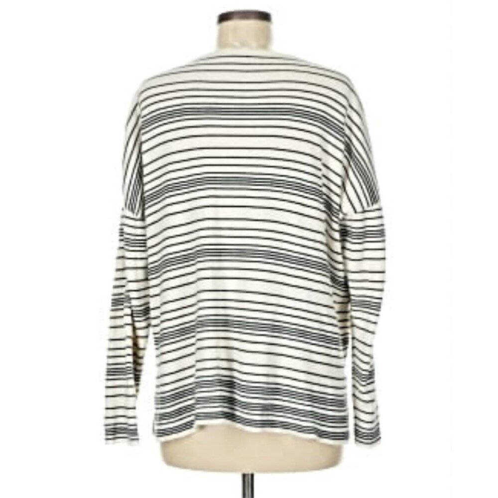 Eileen Fisher Organic Cotton Sweater XL Black/White Stripe Hi-Lo Oversized Top